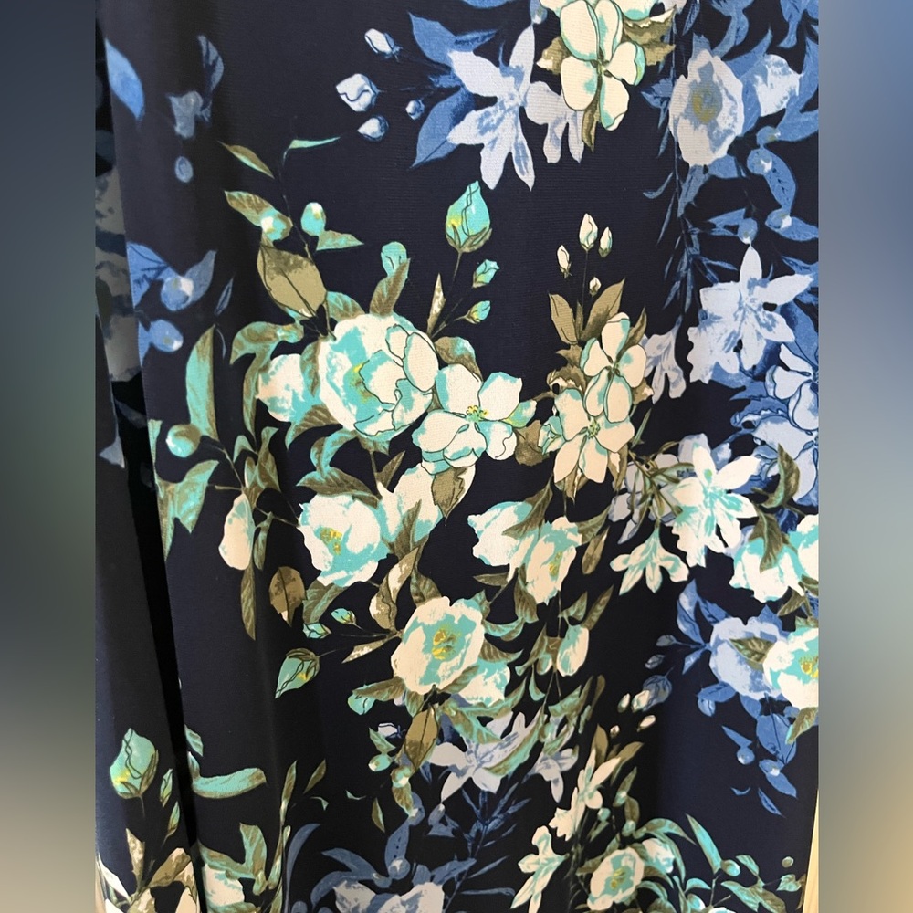 New! London Times Navy Blue Floral Sleeveless Dress Women’s size 8 - Picture 9 of 14